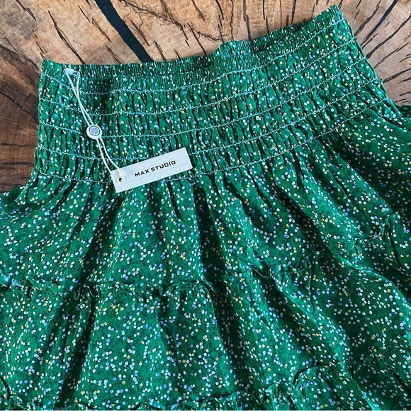 Max Studio Green Floral Tiered Midi Skirt - Picture 2 of 4